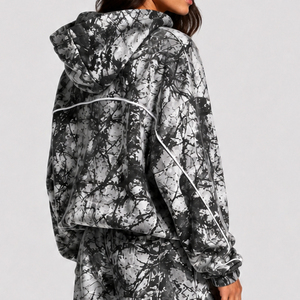Sudadera con Capucha Extra Grande para Mujer, Estampado de Camuflaje con Líneas en Contraste, Transpirable, de Felpa de Algodón Premium, Ropa Urbana - Product Image 2