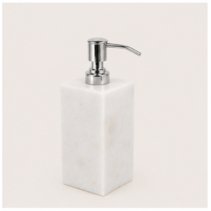 Distributeur de savon en marbre blanc naturel de luxe, flacon de lotion rechargeable fait main avec pompe en acier inoxydable pour hôtel et salle de bain - Product Image 1