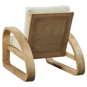 Fauteuil en teck massif de haute qualité avec bois naturel et coussin pour usage intérieur - Product Image 4