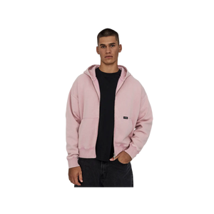 Sudadera con capucha y cremallera para hombre, rosa, oversize, de forro polar, informal, de color liso, con bolsillos, para otoño - Product Image 1