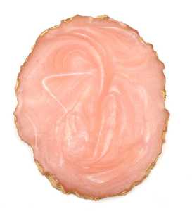 Square Pink Resin <b>Coaster</b> Mats with <b>Gold</b> Edge Non Slip Design Solid Color Handmade Table Decoration Accessory - Product Image 6