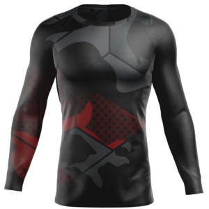 Rashguard à manches longues pour homme, imprimé points rouges, séchage rapide, polyester, qualité supérieure, pour le surf ou la gym - Product Image 5