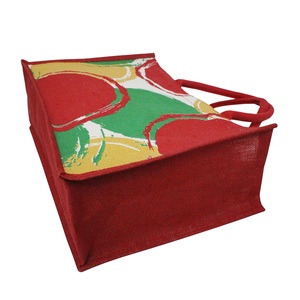 Sac de shopping en jute écologique en gros, personnalisé, imprimé en trois couleurs, avec poignées en corde rembourrées des deux côtés - Product Image 5