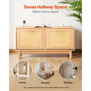 Banco de Entrada con Aspecto de Ratán de 39.4 x 11.8 x 20.9 Pulgadas con 2 Cajones Abatibles y 4 Compartimentos, Estante para Zapatos con Capacidad para 300 Libras - Product Image 5