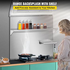"Stainless Steel 30 X 30.7 Inch Range Hood <b>Wall</b> Shield Backsplash Silver Splash <b>Plate</b> Organizer" - Product Image 2