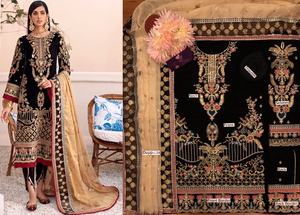 2023 Venta caliente indio pakistaní fiesta desgaste Salwar Kameez último vestido bordado de terciopelo con tejido pesado hecho a mano - Product Image 3