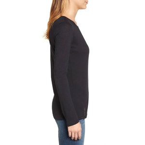 T-shirt décontracté d'été pour femme, manches longues, col rond, 100 % coton, écologique, couleur unie, coupe ajustée premium - Product Image 6