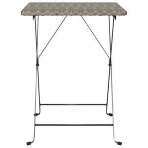 Mesa de Bistro Plegable Compacta en Ratán PE Gris y Acero con Recubrimiento en Polvo, Mesas para Exteriores - Product Image 3