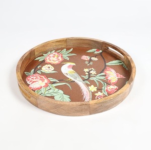 Plateau de service unique en bois émaillé pour la décoration de maison de luxe, cuisine, thé, café, salle à manger, hôtel, restaurant, style artisanal haut de gamme - Product Image 1