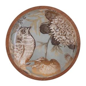 Tazón de Madera Hecho a Mano en India, Tazón para Servir Ensaladas, Tazón Decorativo de Madera para Mesa de Comedor con Diseño Impreso en Esmalte - Product Image 1