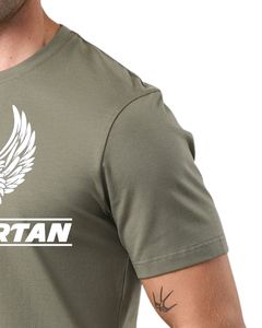 Camiseta de Hombre Verde Oliva con Estampado Gráfico, Camiseta Casual de Manga Corta de Algodón, Cuello Redondo, Ropa de Calle de Verano, Moda para Uso Diario - Product Image 4