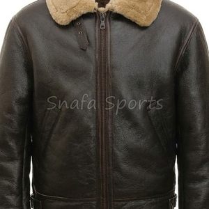 Premium Men Winter <b>Jacket</b> Real Leather <b>Shearling</b> Fur Lining Durable Stitching Stylish Outdoor Protection Biker <b>Bomber</b> <b>Jackets</b> - Product Image 3
