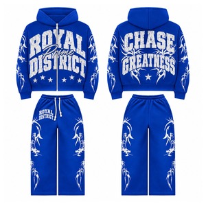 Conjunto Deportivo Personalizado al por Mayor para Hombre, Ligero, de Forro Polar, Impermeable, 100% Algodón, Sudadera con Cremallera Completa, Pantalones Deportivos Anchos y Holgados, 2026 - Product Image 5