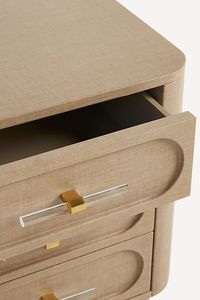 Luxury Curved <b>Teak</b> Wood Nightstand 3 Drawer <b>Bedside</b> <b>Table</b> for Bedroom - Product Image 2