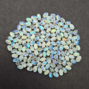 Natural <b>Rainbow</b> Moonstone Blue Flash Fire Oval Shape All Size available for your jewelry making pendant ring bracelet earring - Product Image 4