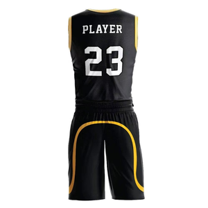 Uniforme de Baloncesto Negro y Amarillo para Hombre, Conjunto de Camiseta y Pantalones Cortos de Malla Sublimada 23, Deportivo, Sin Mangas, Cuello en V, Transpirable, para Todas las Temporadas - Product Image 5