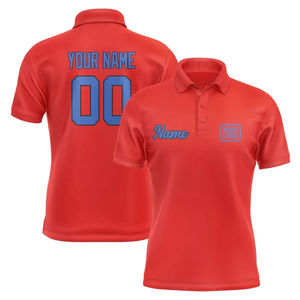 Camisetas Polo Personalizadas en Rojo Anaranjado, con Nombre, Nombre del Equipo, Logotipo y Número Personalizados, Uniformes de Equipo, Camisetas Holgadas para Dardos, Bolos y Billar - Product Image 2