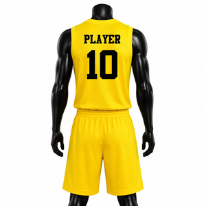 Ensemble d'uniformes personnalisés pour équipe de basketball |   Maillots unisexes sans manches respirants en polyester 100% sublimé, shorts à cordon de serrage |   Col en V - Product Image 6