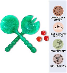 Resin handle spoon resin handle fork durable <b>salad</b> server lightweight serving utensils Eco friendly serve ware festive tableware - Product Image 5