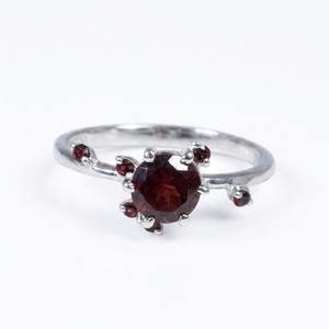 Natural Red <b>Garnet</b> 925 Sterling <b>Silver</b> Faceted Gemstone <b>Ring</b> January Birthstone Handmade Designer Jewelry Wholesale - Product Image 1