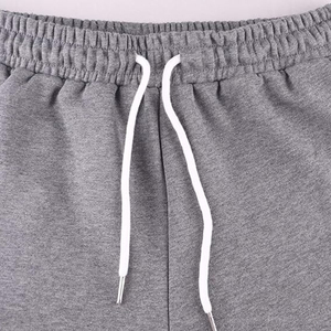 Shorts en coton gris uni pour homme, taille mi-haute, décontractés, respirants, tricotés, avec cordon de serrage - Product Image 6