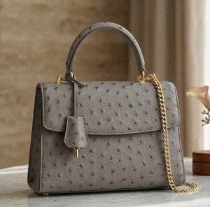 กระเป๋าหนังนกกระจอกเทศแบบคลาสสิกสั่งทำพิเศษสำหรับผู้หญิง กระเป๋าถือหนังแท้สุดหรู พร้อมช่องใส่โทรศัพท์มือถือแบบพกพา - Product Image 3