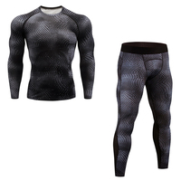 Ensemble de compression pour hommes à sublimation, manches longues, col rond, séchage rapide, respirant, extensible dans quatre directions, sans coutures, taille haute