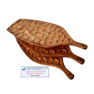 Plateau de service en bois en forme de bouteille de vin, fait main, non fini, sans danger pour les aliments, fabriqué au Vietnam - Product Image 1