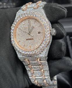 Montre de luxe en édition limitée avec affichage analogique, diamants Moissanite, pour homme et femme, mécanique automatique, résistante à l'eau, cadran de 41 mm, 16 mm - Product Image 4