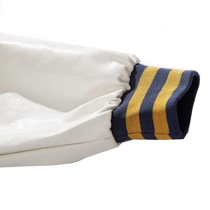 Veste universitaire pour homme de haute qualité, couleur bleue et manches blanches, veste universitaire d'hiver pour garçons avec broderie en chenille - Product Image 3