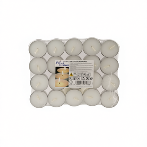 Confezione da 20 candele tealight bianche, inodore, senza gocciolamento, durata 4 ore, per decorazioni domestiche e uso interno. - Product Image 2