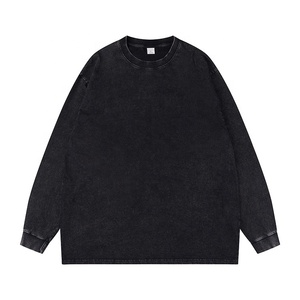 เสื้อยืดคอกลมแขนยาวทรงโอเวอร์ไซส์สำหรับผู้ชาย ผ้าฝ้าย 100% หนา 270 กรัม ขายส่ง ทรงหลวม ไหล่ตก ปลายแขนแบบริบ - Product Image 2