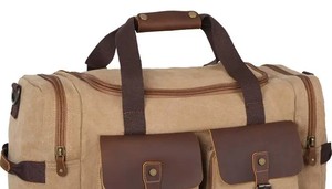 Large Capacity Light Weight Durable Foldable Leather Canvas Duffel Bag Adjustable Strap Customizable High Quality Unisex Travel - Product Image 3