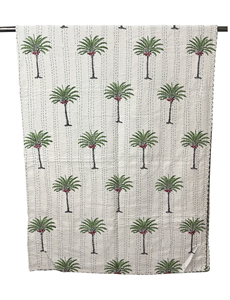 Colcha de Algodón Kantha Floral Mediterráneo Ecológica para Boda, Hecha a Mano, 1 Pieza - Product Image 3