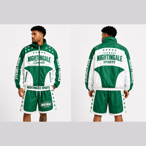 Ensemble de survêtement court personnalisé 2026 pour homme, deux pièces, coupe-vent en nylon, grande taille, résistant au vent - Product Image 5