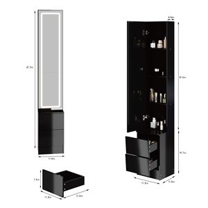 Armadio Specchio LED 30x40x160 cm con Organizer Cosmetico e Portagioie, Disponibile in 3 Colori, Regolabile - Product Image 2