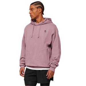 Sweat-shirt à capuche rose clair surdimensionné pour homme, en molleton épais, coupe décontractée, style streetwear - Product Image 3