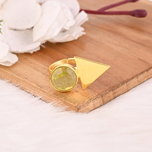 Unique Brass Gold Plated Peridot Hydro <b>Ring</b> <b>Adjustable</b> Handmade Stylish Gemstone Fashion Jewelry for Women - Product Image 2