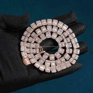 Cadena de tenis de diseñador Premium en chapado en oro con Baguette y elegante collar de moissanita VVS joyería fina de lujo para hombres y mujeres - Product Image 4