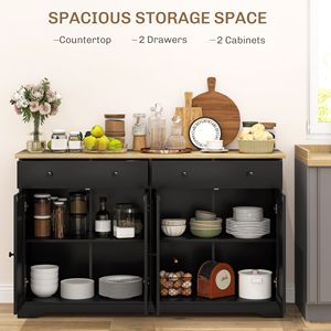 Credenza Moderna Artigianale per Villa in Legno di Mango, Mobile Buffet da Cucina con Cassetti Contenitori e Ripiani Regolabili, Nero per Sala da Pranzo - Product Image 4