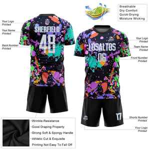Uniforme de Fútbol Personalizado para Hombre, Manga Corta, Estilo Geométrico, Sublimado, Absorbente de Humedad, Corte Regular, Uniforme para Adultos, Fabricante OEM - Product Image 2
