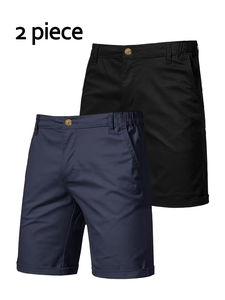 Men's Navy Blue Cotton High Shorts Non-Stretch Casual Everyday Formal Side Pockets Machine Washable Regular Fit Quick Dry - Product Image 2