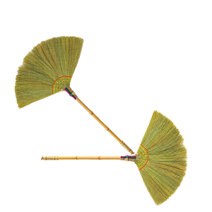 Escoba Clásica Ecológica de Fibra de Coco con Cerdas Medianas, sin Bandera, con Palo de Alambre Plástico, Duradera para Uso en Exteriores - Product Image 1
