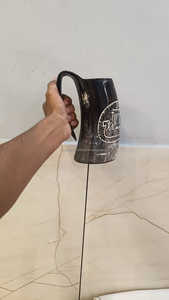 100% haute qualité Viking corne de vin tasse haut tendance Europe-Style sculpté corne à boire Tankard Buffalo Ox corne Agate café - Product Image 2