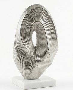 Sculpture moderne en métal noir, sphères abstraites entrelacées, figurine contemporaine, décoration de table, base en marbre, accent décoratif - Product Image 4