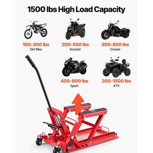 Sollevatore Idraulico Portatile per Moto, Capacità 1500 Libbre, 4 Ruote, Altezza 4.5-15.2 Pollici, Supporto per ATV e Moto - Product Image 2