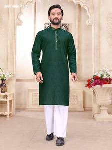 New Elegance Dressing Trend Linen with Zari Weaving <b>Man's</b> <b>Kurta</b> & Woman's Saree Combo-Collection Supplier from India - Product Image 2