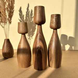 Porte-bougie en bois naturel fait main, finition rustique style ferme, décoration de Pâques, centre de table écologique, prix de gros - Product Image 2