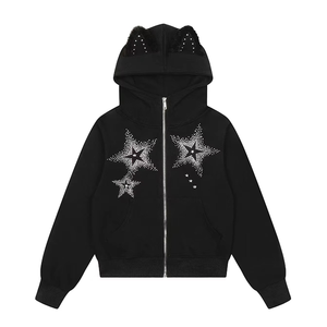 Prix de gros, meilleure qualité, sweat à capuche, impression sérigraphique, strass, tissu en molleton 100% coton, FORTLEO INDUSTRIES - Product Image 1