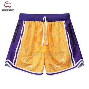 Shorts de basketball décontractés personnalisés OEM en mesh, nom et numéro d'équipe personnalisés, séchage rapide, respirant, taille élastique de haute qualité - Product Image 6